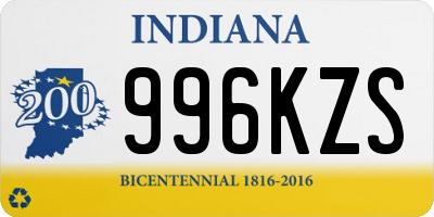 IN license plate 996KZS