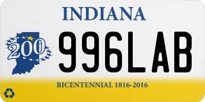 IN license plate 996LAB