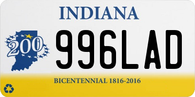 IN license plate 996LAD