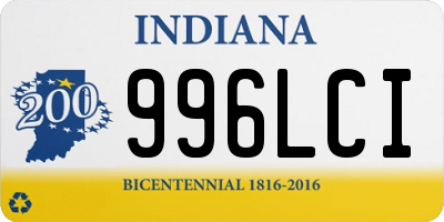 IN license plate 996LCI