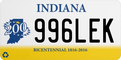 IN license plate 996LEK