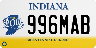 IN license plate 996MAB