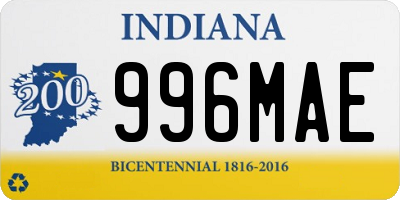 IN license plate 996MAE