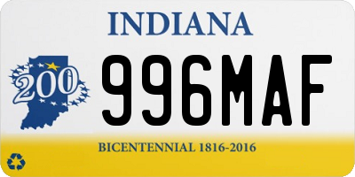 IN license plate 996MAF