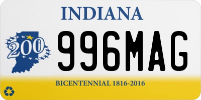 IN license plate 996MAG