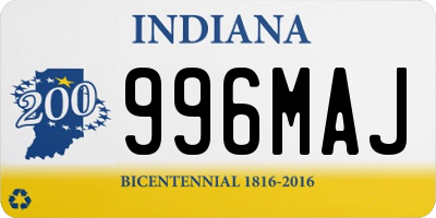 IN license plate 996MAJ