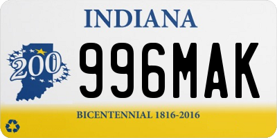 IN license plate 996MAK