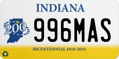 IN license plate 996MAS