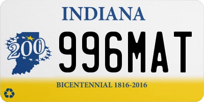 IN license plate 996MAT