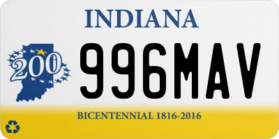 IN license plate 996MAV