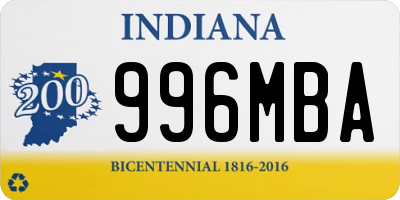 IN license plate 996MBA