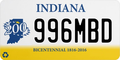 IN license plate 996MBD