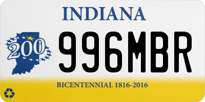 IN license plate 996MBR