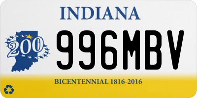 IN license plate 996MBV