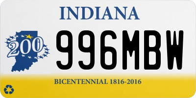 IN license plate 996MBW