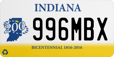 IN license plate 996MBX