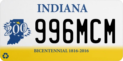 IN license plate 996MCM