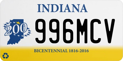 IN license plate 996MCV