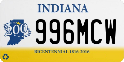 IN license plate 996MCW