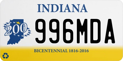 IN license plate 996MDA