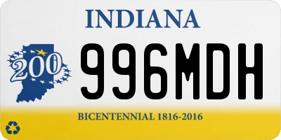 IN license plate 996MDH