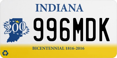 IN license plate 996MDK