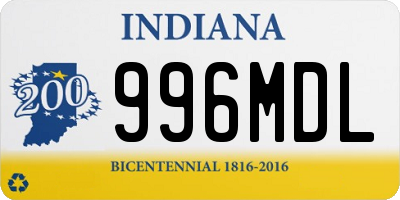 IN license plate 996MDL