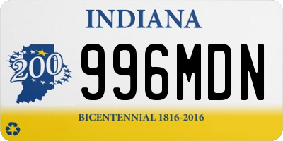 IN license plate 996MDN