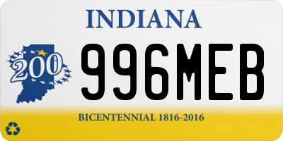 IN license plate 996MEB