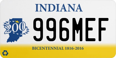 IN license plate 996MEF