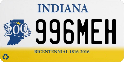 IN license plate 996MEH