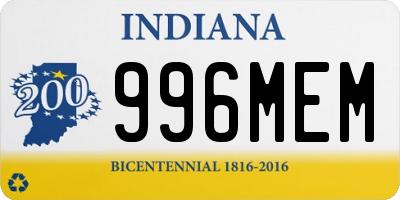 IN license plate 996MEM