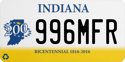 IN license plate 996MFR