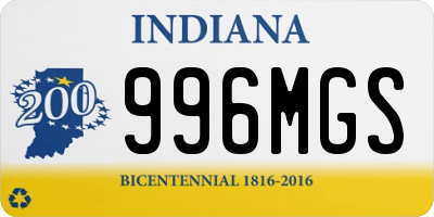 IN license plate 996MGS