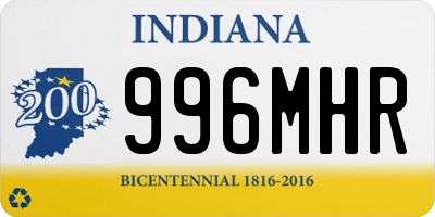 IN license plate 996MHR