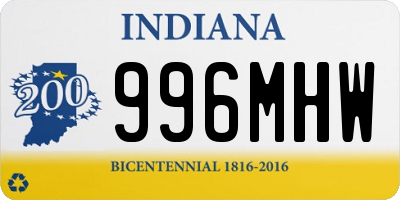 IN license plate 996MHW