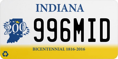 IN license plate 996MID