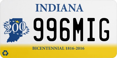 IN license plate 996MIG