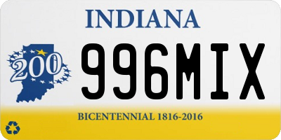 IN license plate 996MIX