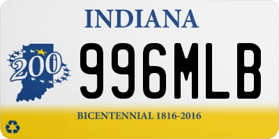 IN license plate 996MLB