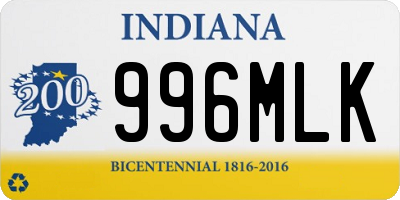 IN license plate 996MLK
