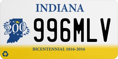 IN license plate 996MLV