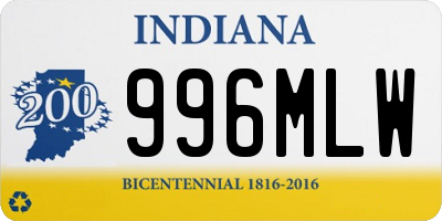 IN license plate 996MLW