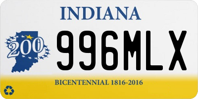 IN license plate 996MLX