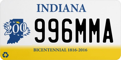 IN license plate 996MMA