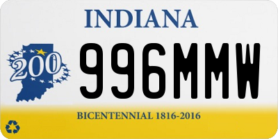 IN license plate 996MMW