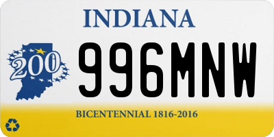 IN license plate 996MNW