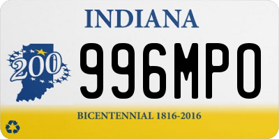 IN license plate 996MPO