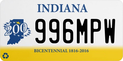 IN license plate 996MPW