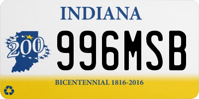 IN license plate 996MSB